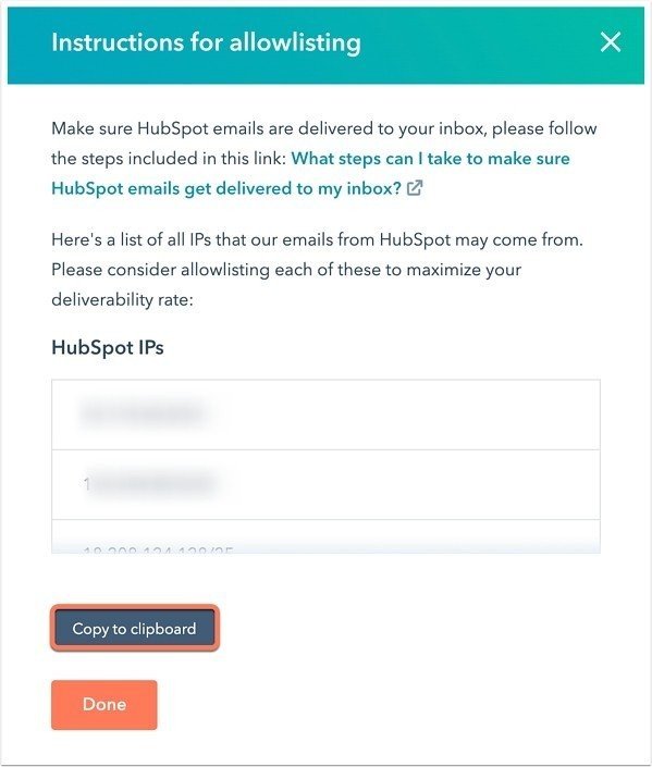 Hubspot dedizierte IPs