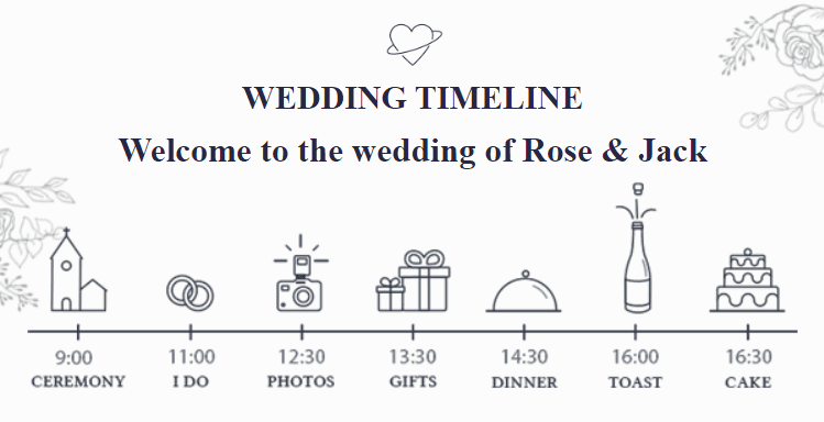 Fügen Sie Ihrem Einladungsschreiben einen Zeitplan für die Hochzeit bei