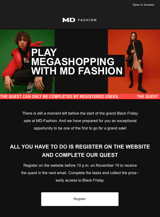 AMP Registration Email From MD-Fashion