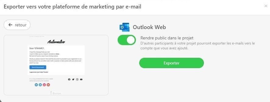 Exportez votre modèle de newsletter Outlook