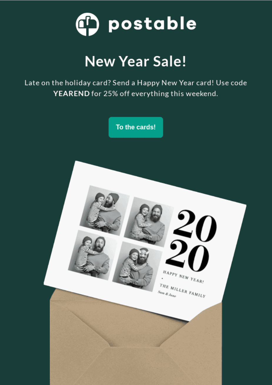 New Year Coupons in Emails