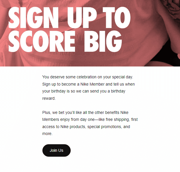 Nike _ Asking Birthday in Emails