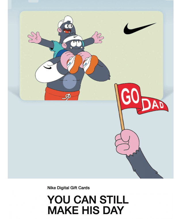 Exemplo de e-mail do dia dos pais dos desenhos animados_Nike