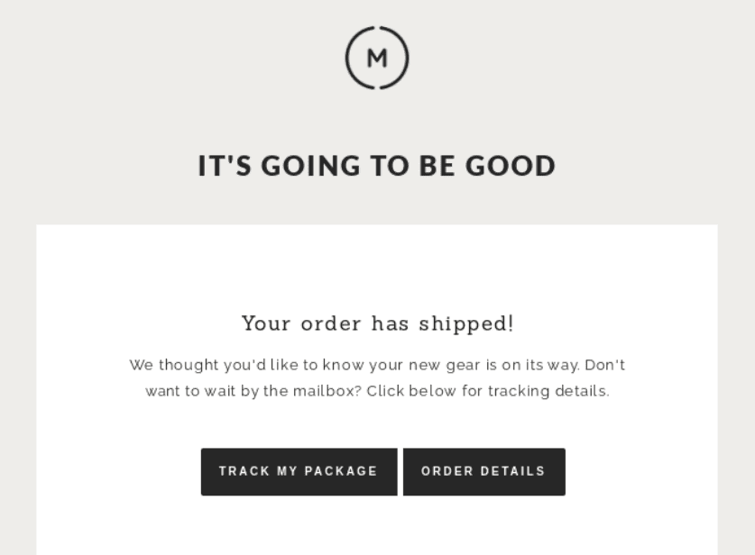 Order Confirmation Email Includes Tracking Link