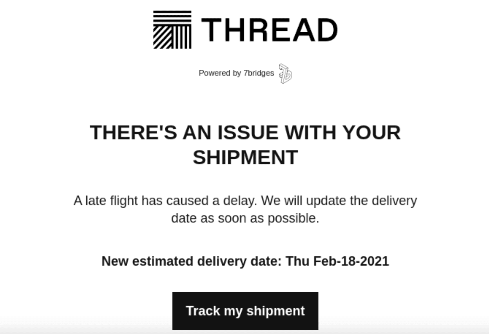 Order Delays Email Example