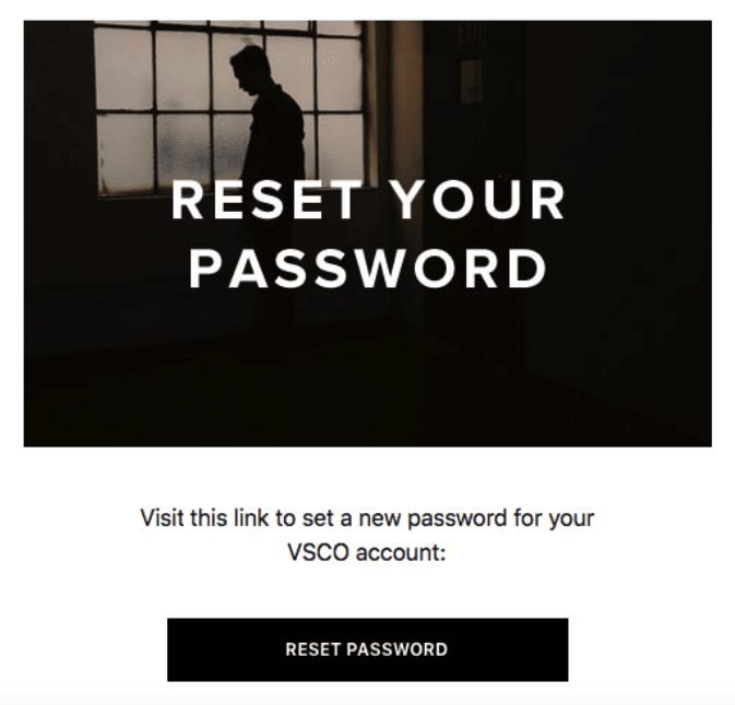 Esempio di un'ottima email di reimpostazione della password
