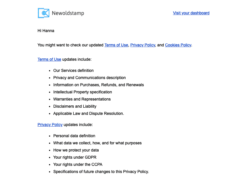 Privacy policy updates _ Notifications email marketing to keep customers informed