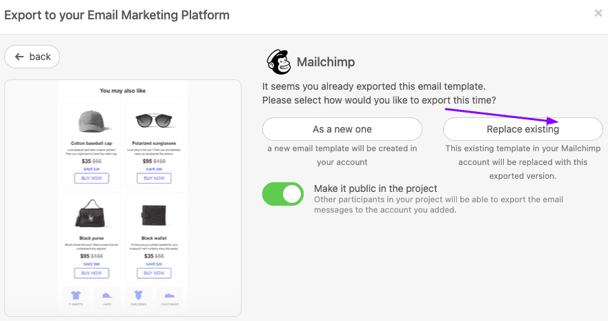 Replacing an Existing Version of Your Mailchimp Email