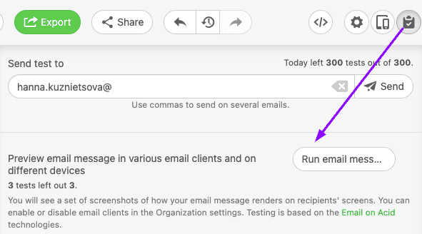 Running a screenshot test_Export Emails to Mailchimp