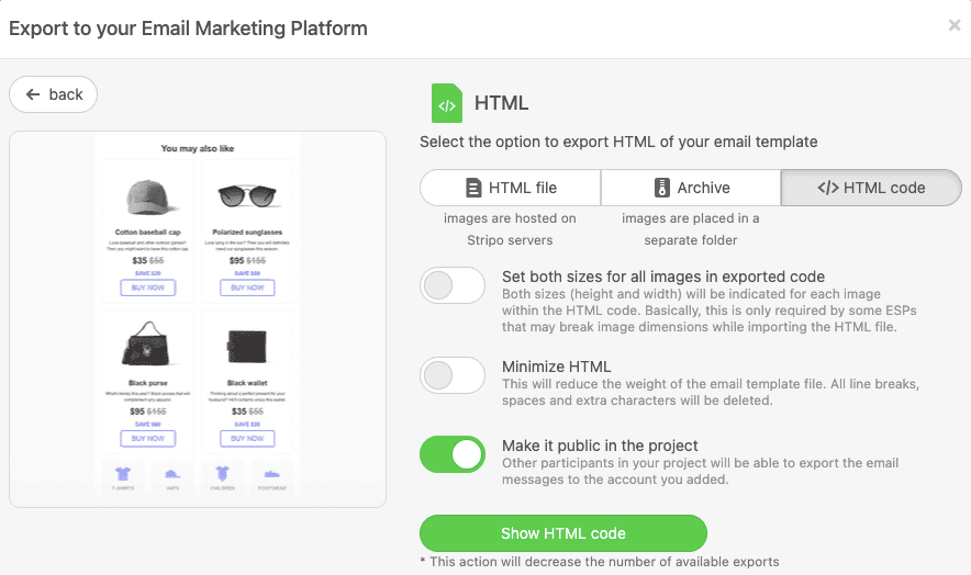 Selecting Export Options to Download your Mailchimp Temaplates_V2