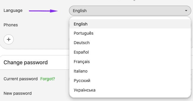 Setting Language for UI