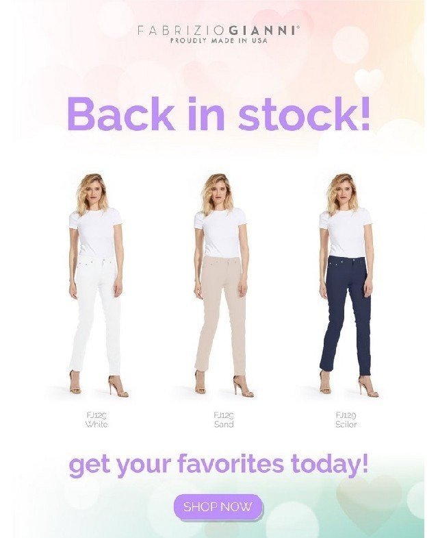 Sizes and Colors of  the Clothing in Back-in-Stock Emails