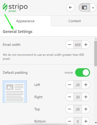 Stripo How to Build Email Setting General Settings