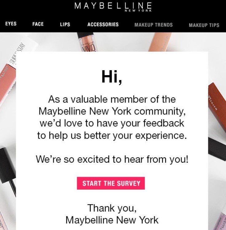 Stripo_Happy Birthday Emails_Questionnaire by Maybelline to Find Out Date of Birth