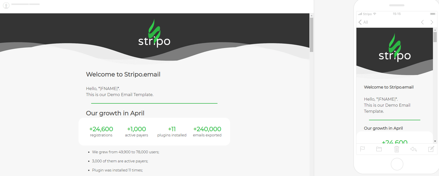 Stripo Sending Test Emails Preview