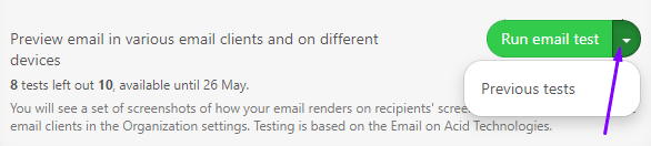 Stripo Testing Emails Viewing Previous Tests