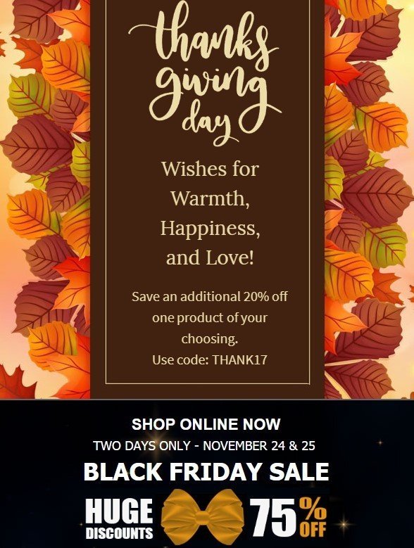 Thanksgiving Day Email Template with Handwritten Wishes