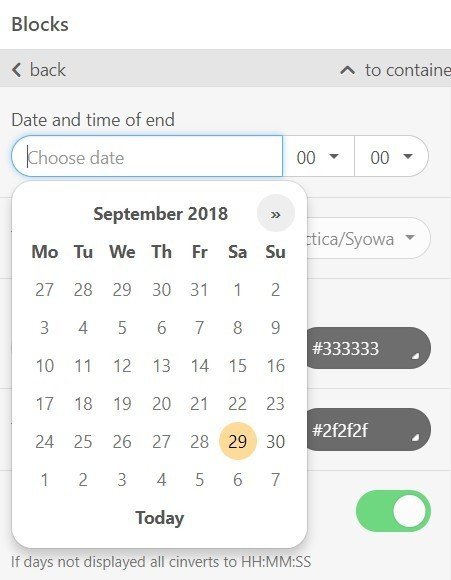 Stripo Timers Choosing Dates