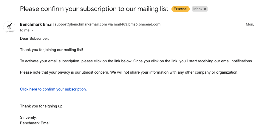 Subscription Confirmation Email _ Plain Text