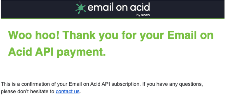 Письмо с благодарностью от Email on Acid