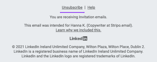 The unsubscribe button in notification emails _ LinkedIn