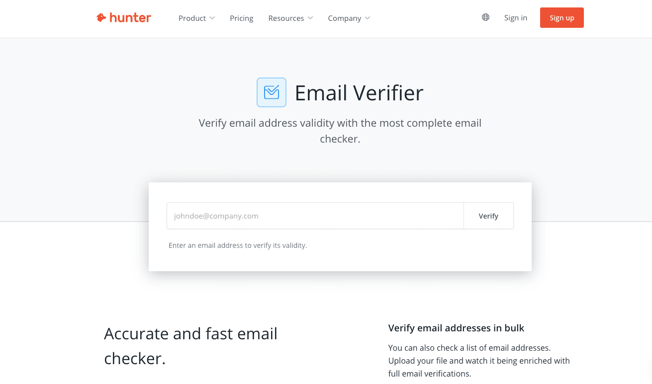 Hunter — служба очистки списка email-адресов 