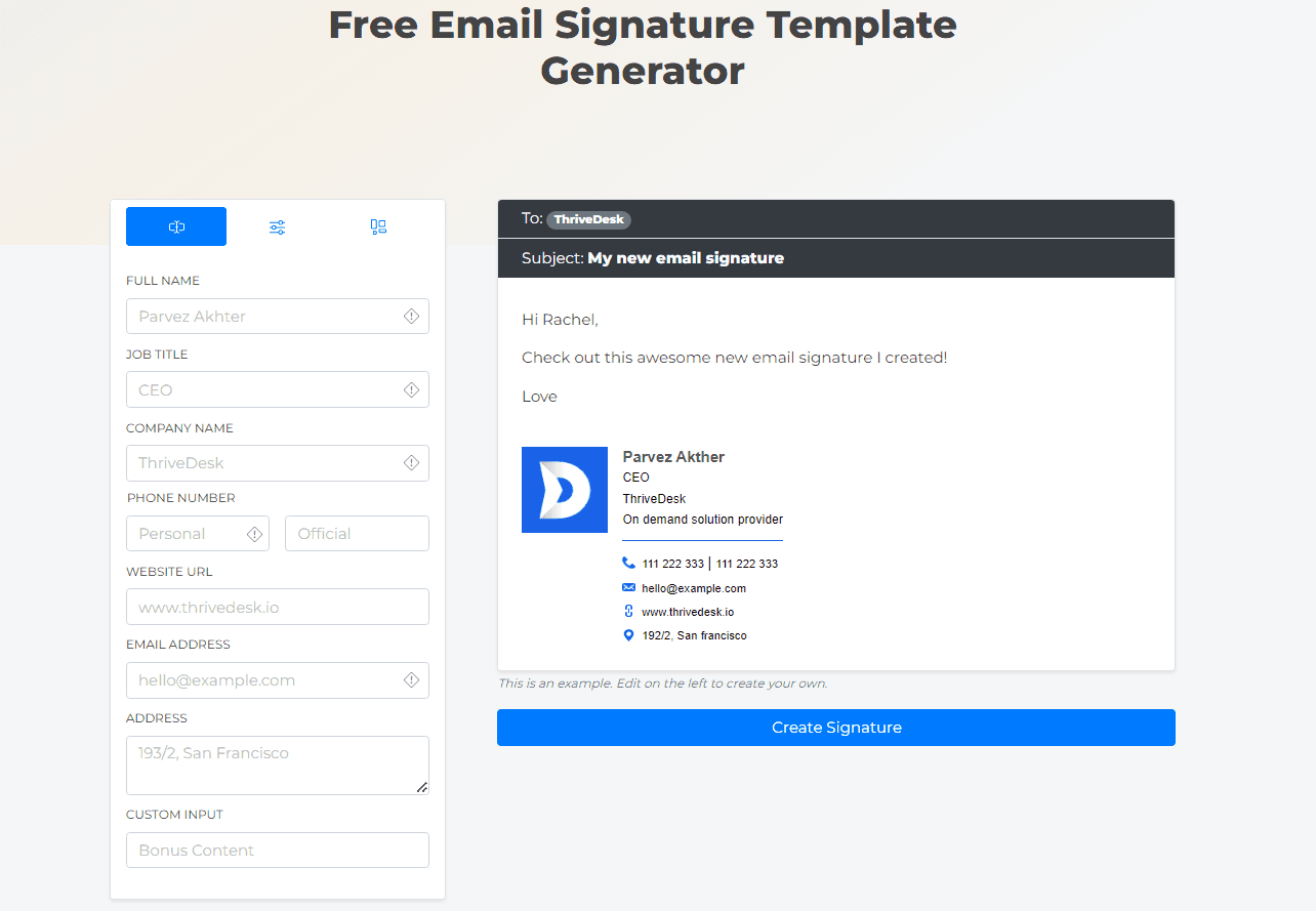 Email signature generator _ ThriveDesk