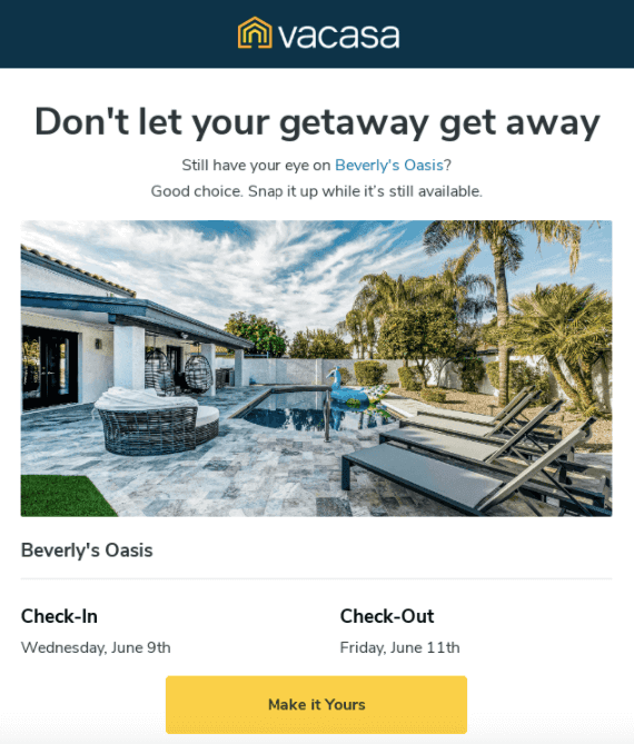 Example of Abandoned Cart Emails for Travel Business