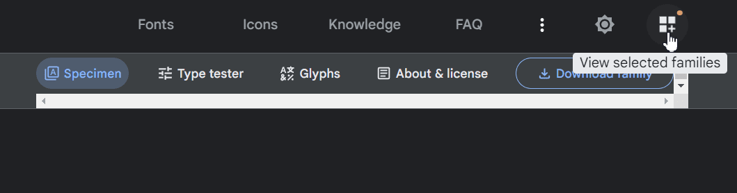 View Selected Families in Google Fonts