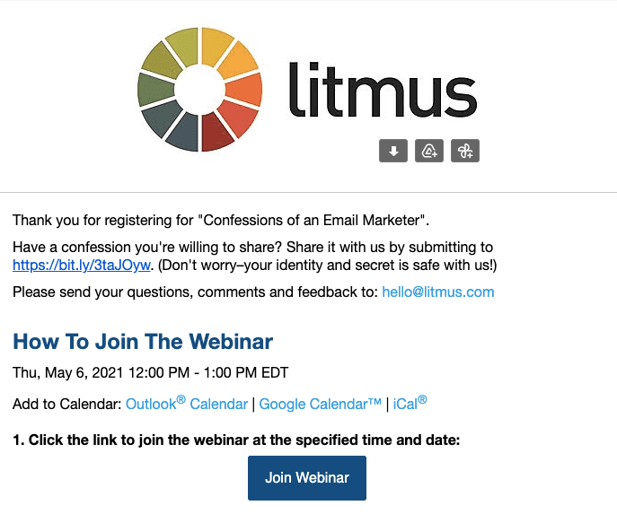 E-mail de acompanhamento do webinar _ E-mail de confirmação