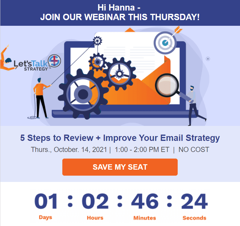 Esempi di promozione di webinar _ Aggiunta di timer alle e-mail