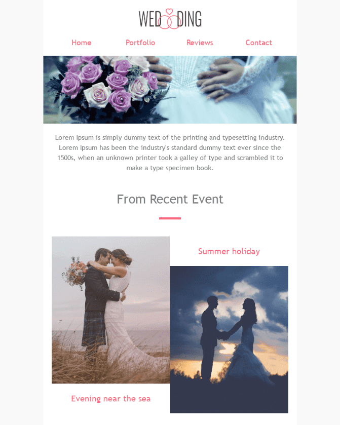 Modelo de convite de casamento para seus e-mails responsivos