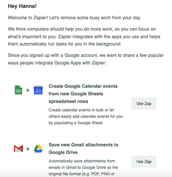 Welcome Email by Zapier