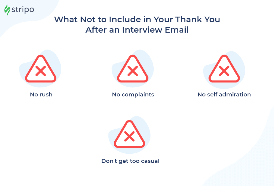 Lo que no debe incluirse en el correo electrónico de agradecimiento tras una entrevista _ Stripo