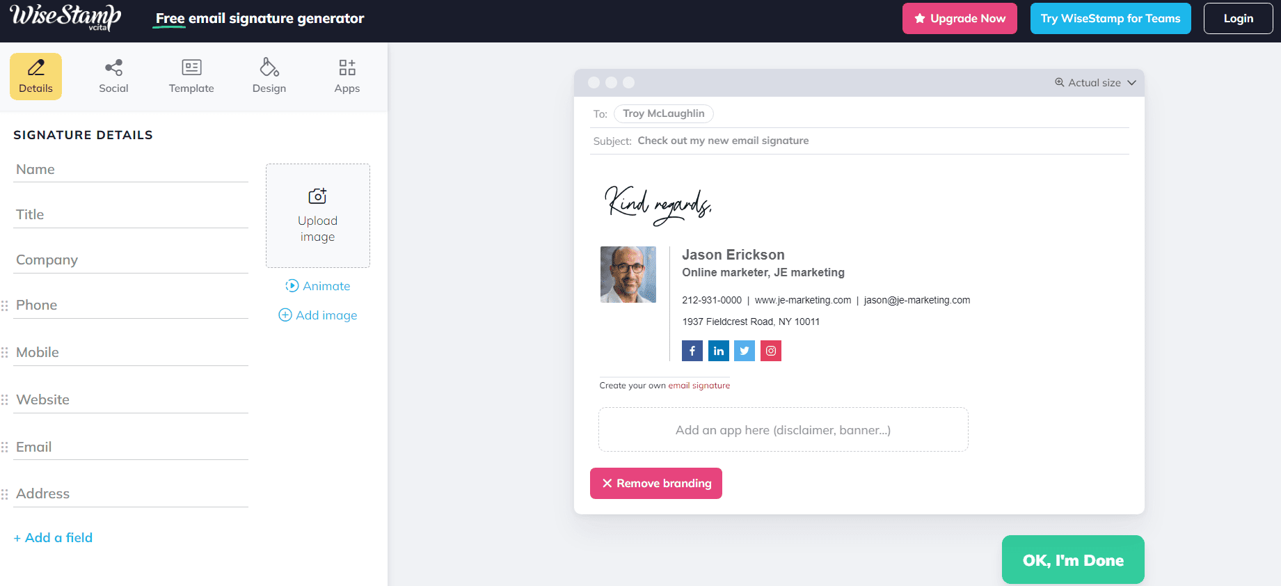 Email Signature Generator _ WiseStamp