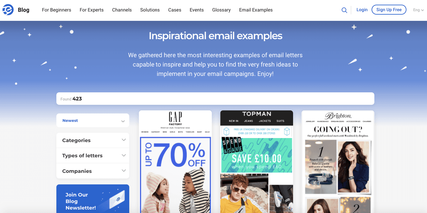 eSputnik_Page with Email Examples