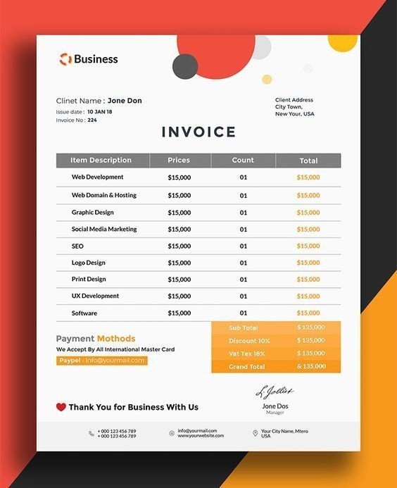Invoice Message Example