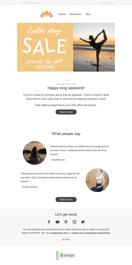 Labor Day Email Template "Long Weekend" for Sports industry mobile view