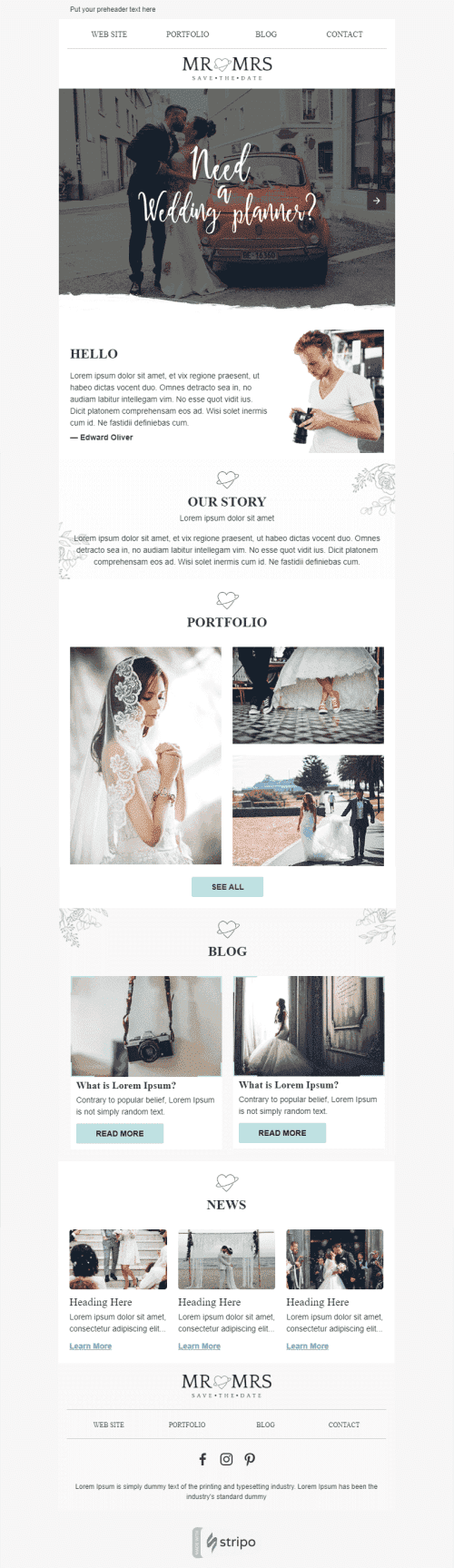 Promo Email Template «Save The Day» for Photography industry mobile view