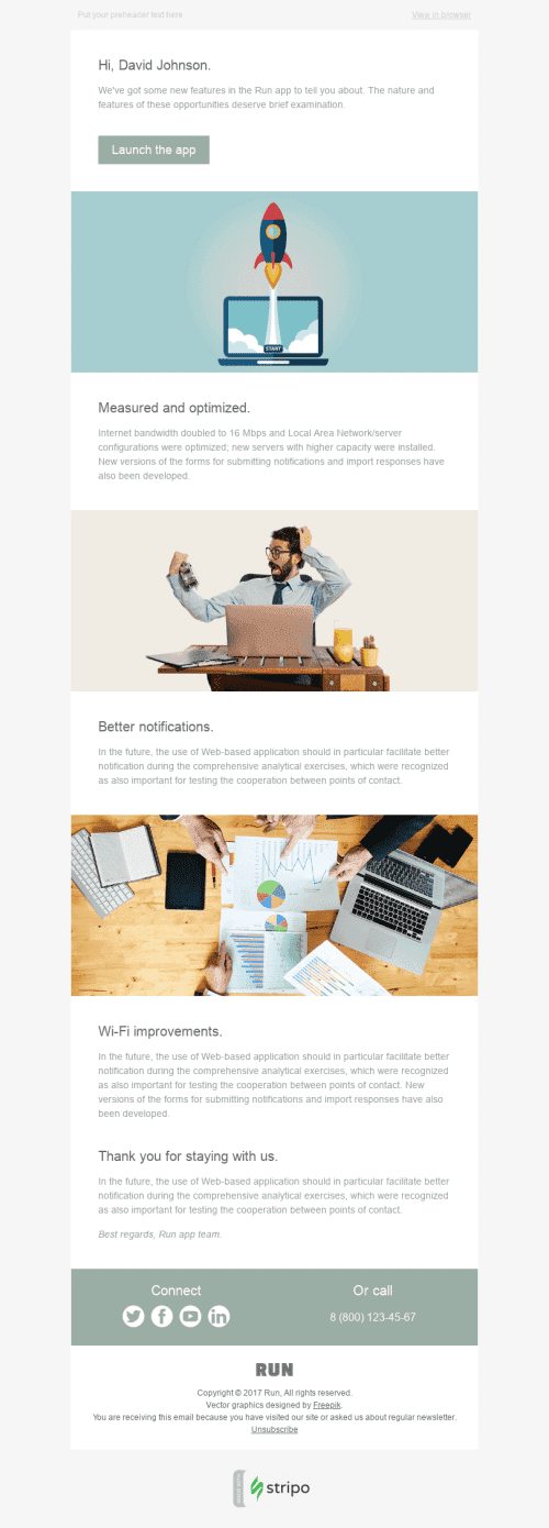 Product Update Email Template "Better Than Yesterday" for Software & Technology industrydesktop view