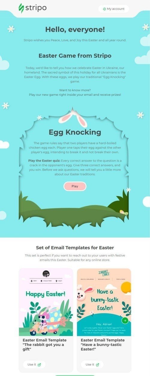 Easter Email Template "Easter Game" for Publications & Blogging industry mobile view