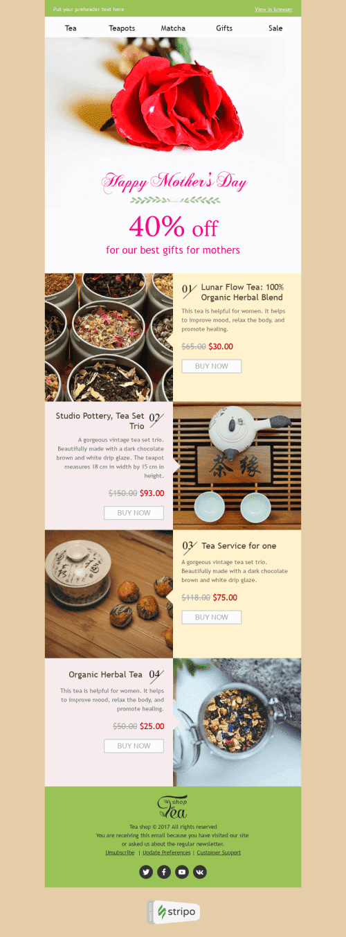 Mother’s Day Email Template "Best Wishes" for Beverages industry mobile view