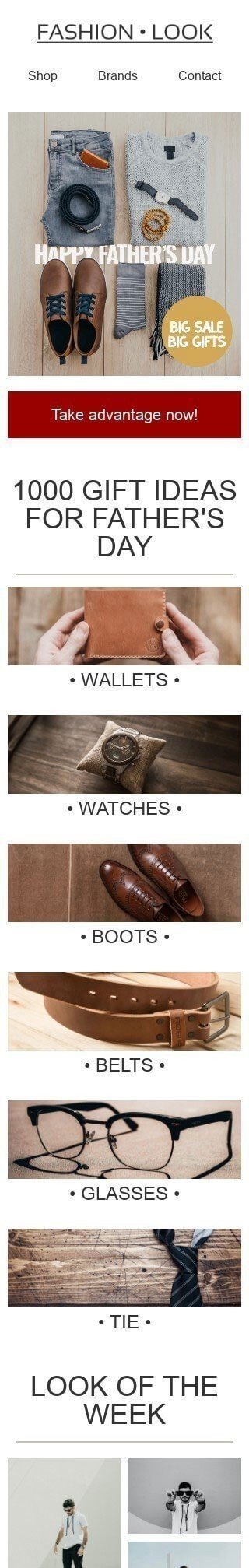 Father’s Day Email Template «Accessories for men» for Fashion industry mobile view