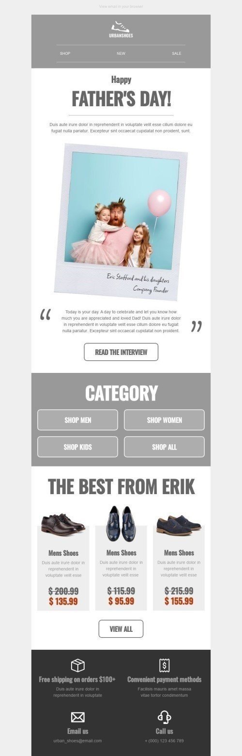 Father’s Day Email Template "Big interview" for Fashion industry mobile view