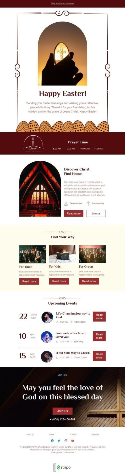 Easter Email Template "Find your way" for Church industry mobile view