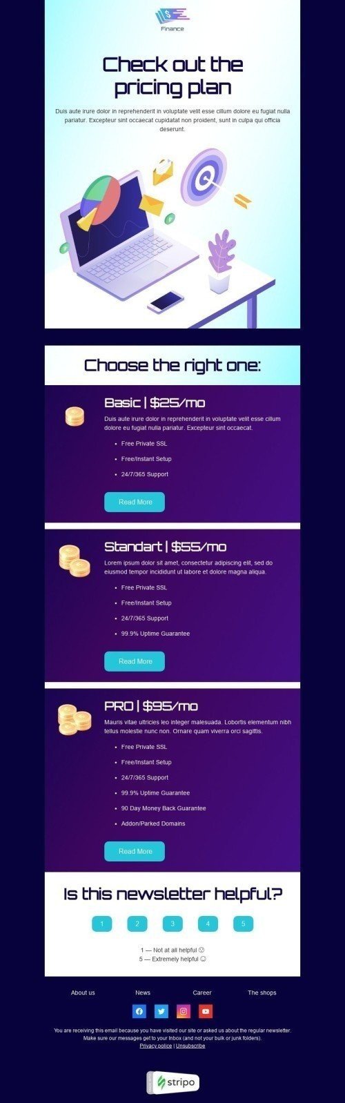 Price List Email Template "Finance price list" for Finance industry mobile view