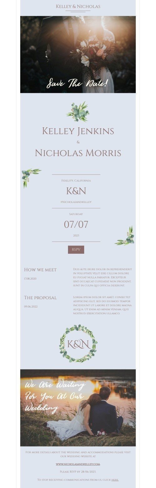 Wedding Invitation Email Template "Save the date" for Hobbies industry mobile view