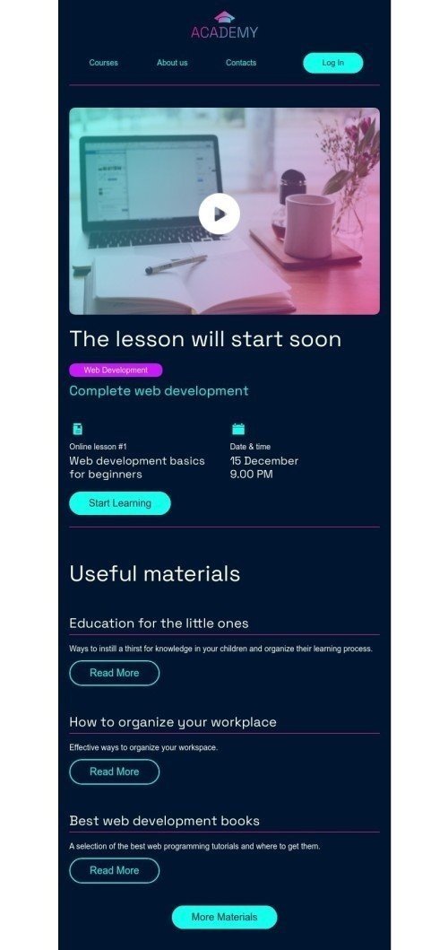 The lesson will start soon Email Template by :full_name — Stripo.email