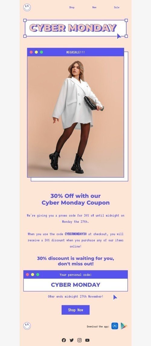 Our Cyber Monday coupon Email Template by Anastasiia Babintseva