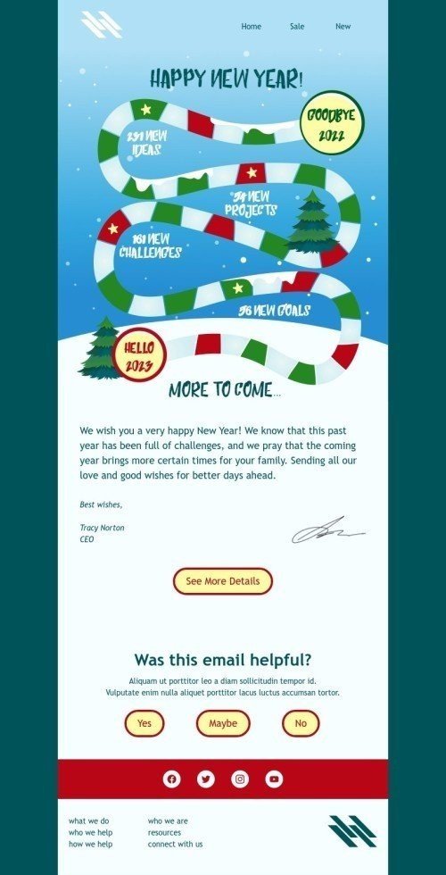Hello New Year Email Template by Anastasiia Babintseva Stripo email